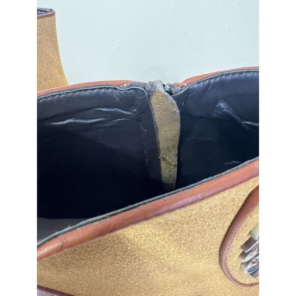 Mens 12 Two Tone Leather Button Boots 1920s Style zip Leather Suede Natbee - Picture 8 of 16